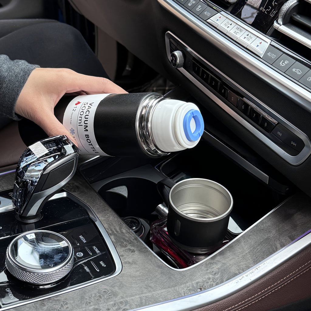 Insulated Stainless Steel Bottle Set with 3 Handled Cups