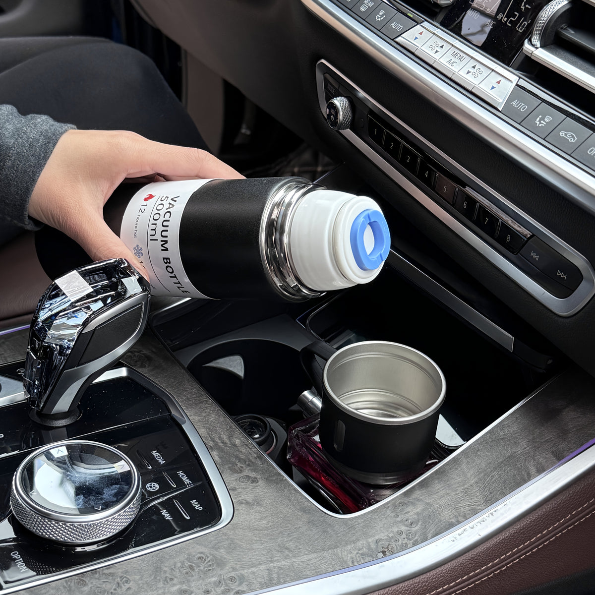 Insulated Stainless Steel Bottle Set with 3 Handled Cups