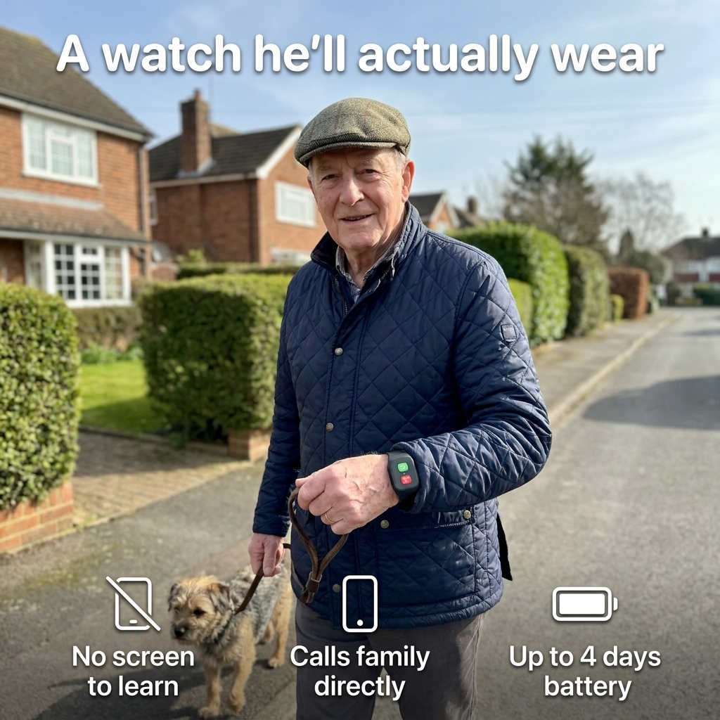SOS Watch for Elderly with GPS Location, No Subscription