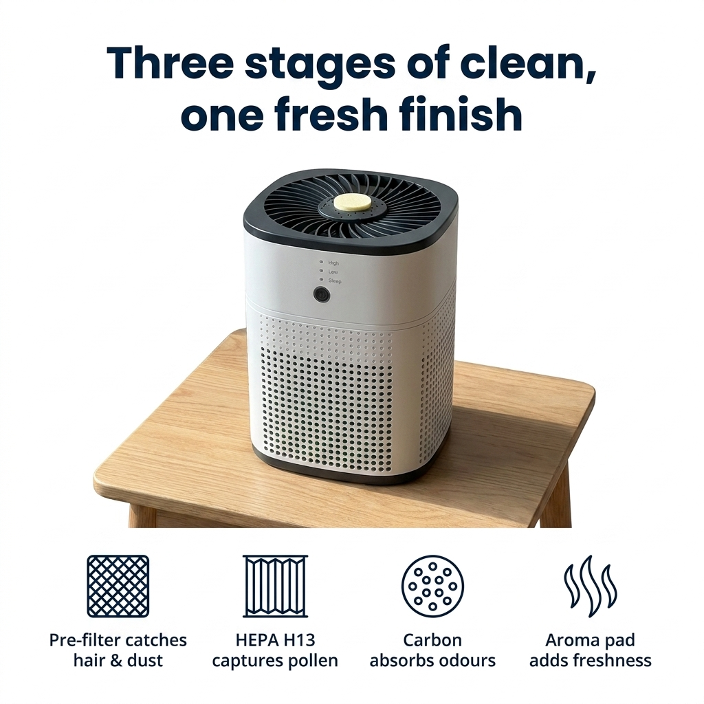 Air Purifier with Carbon Filter and Aroma Diffuser