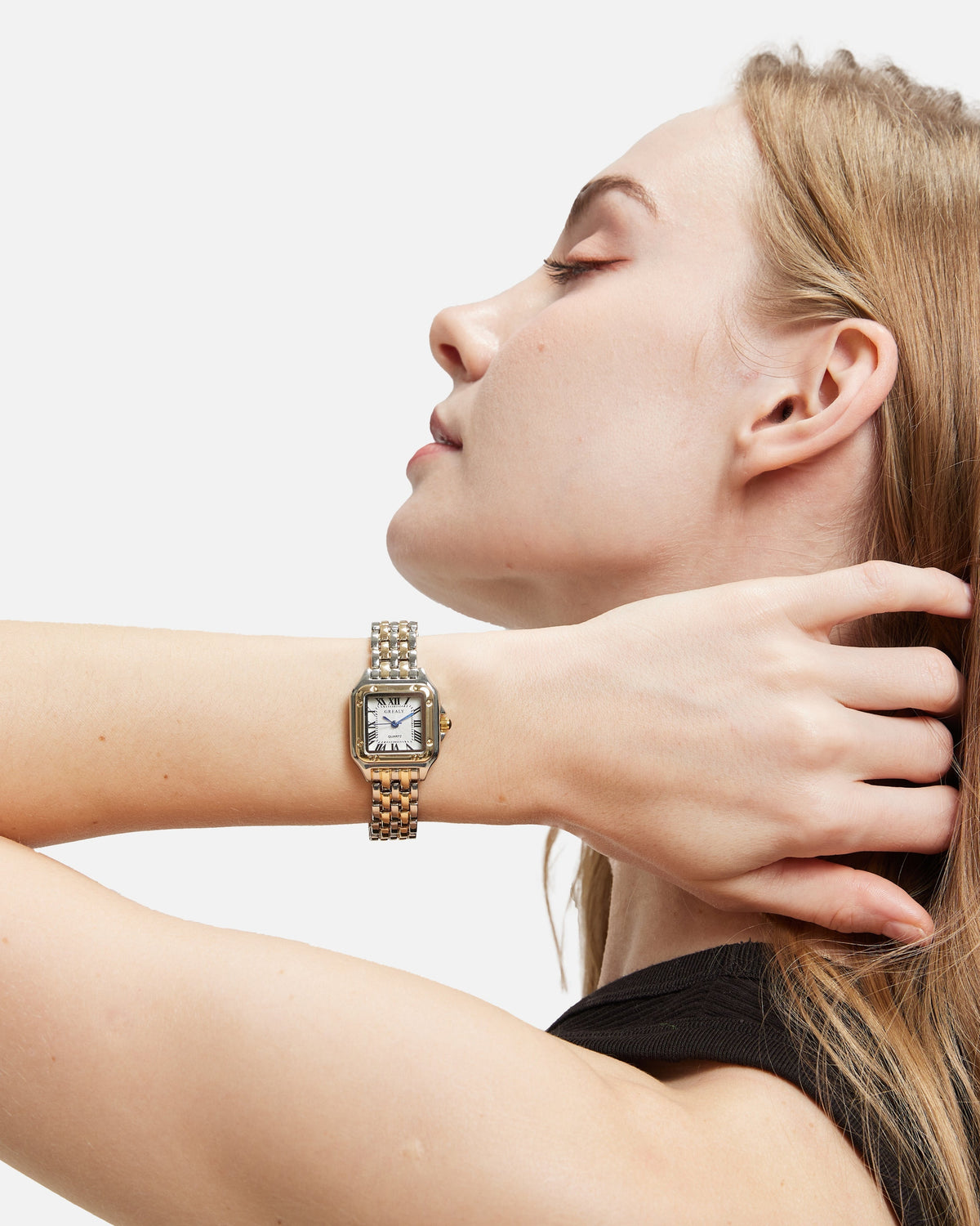 Women's Vintage Square Quartz Watch with Roman Numerals