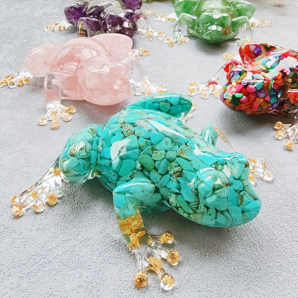 Gemstone-Style Frog Figurine with Gold-Tone Details