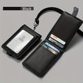 Leather ID Card Holder with Clear Window and Lanyard