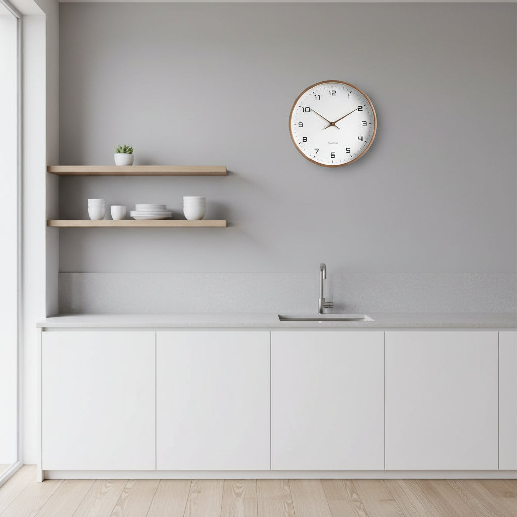 Scandinavian-Style Silent Wood-Look Wall Clock