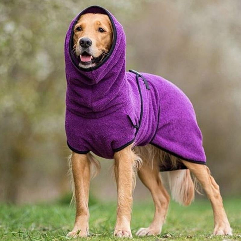 Quick-Dry Hooded Dog Bathrobe with Adjustable Closure