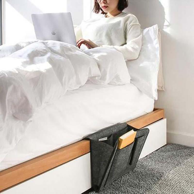 Slim Bedside Table with Shelf, Narrow Unit