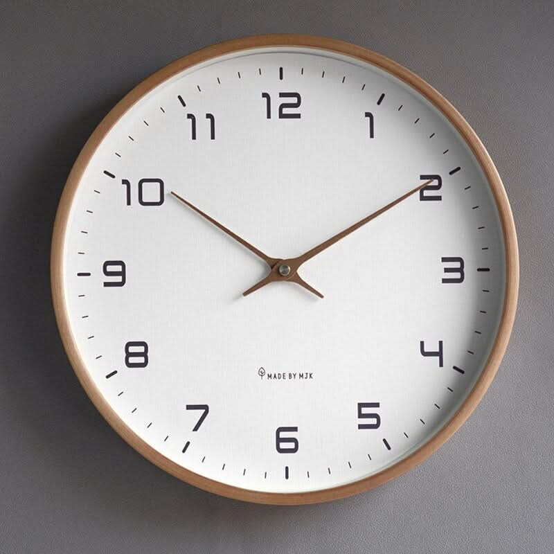 Scandinavian-Style Silent Wood-Look Wall Clock