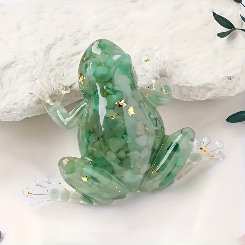 Gemstone-Style Frog Figurine with Gold-Tone Details