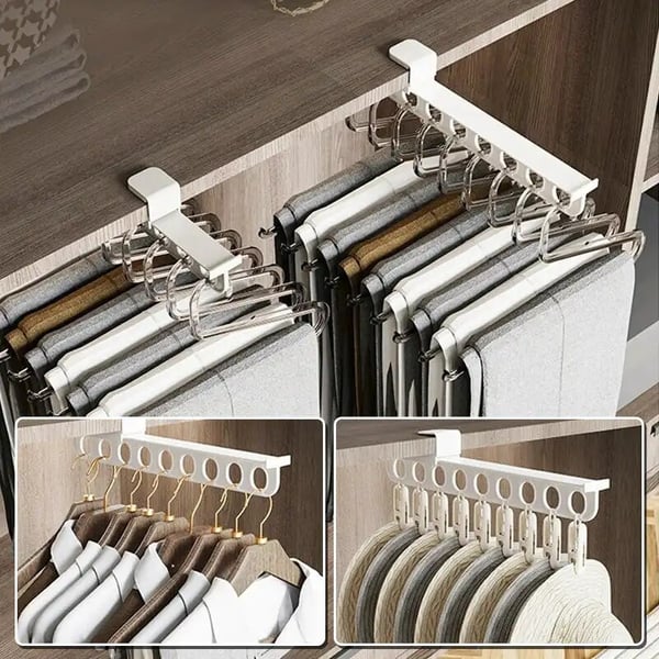 Extendable Wardrobe Rail, Double Hanging Space
