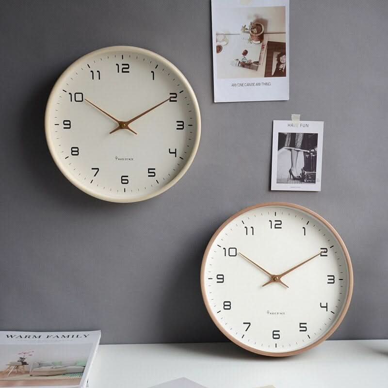 Scandinavian-Style Silent Wood-Look Wall Clock