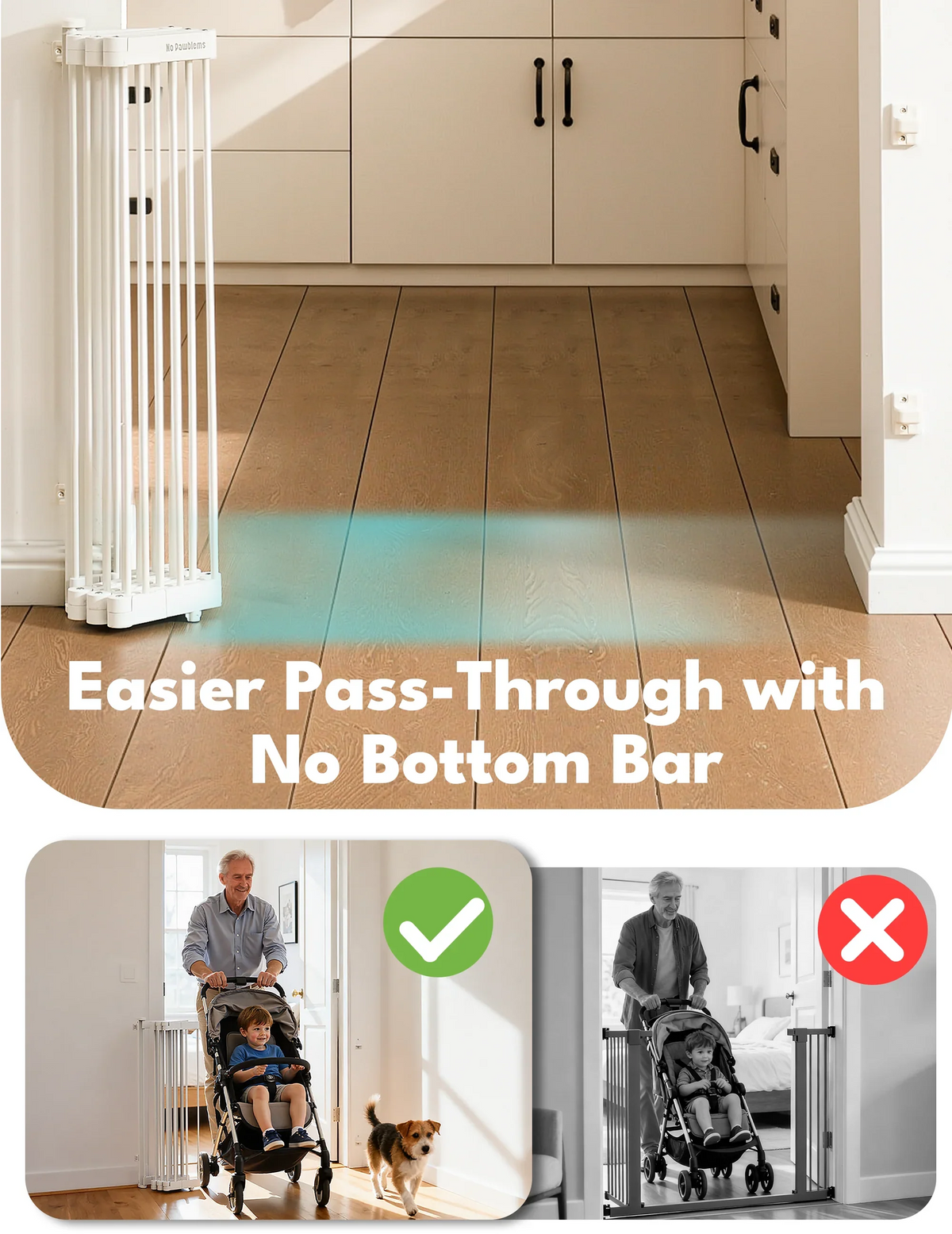 Metal Retractable Dog Gate for Doorways & Stairs