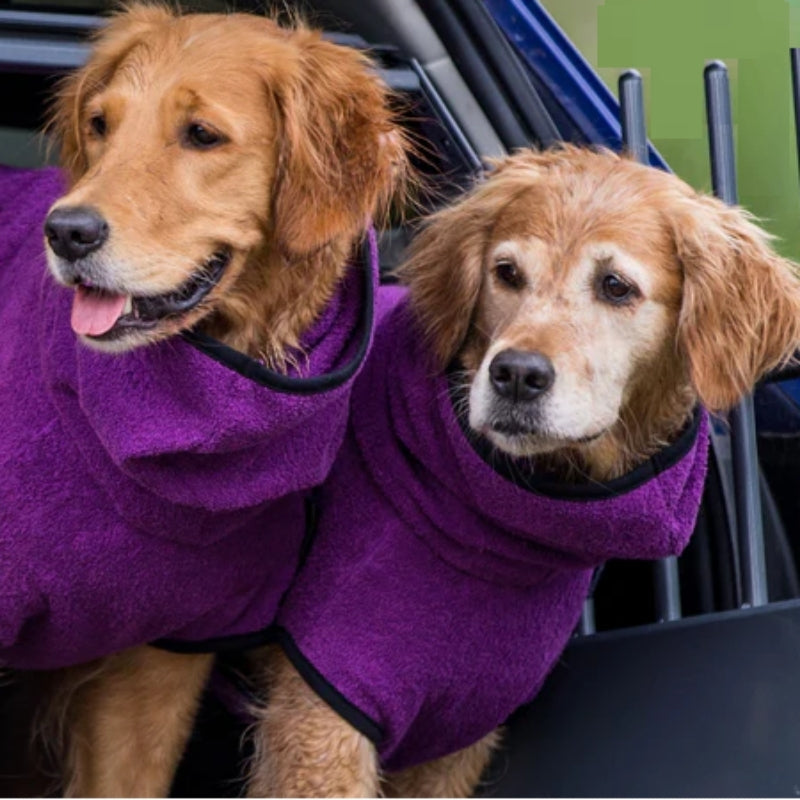 Quick-Dry Hooded Dog Bathrobe with Adjustable Closure
