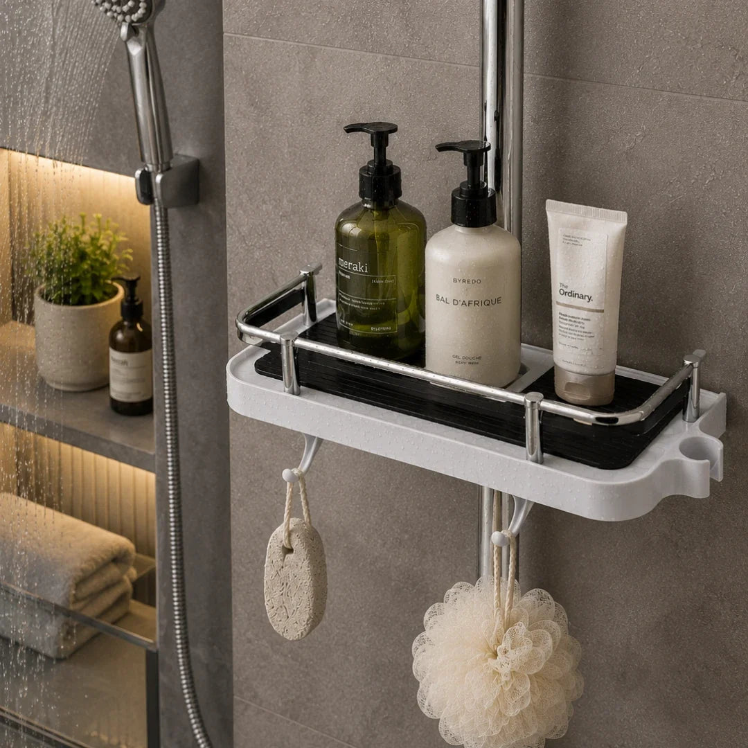 Adjustable Tension Shower Shelf, No Drilling