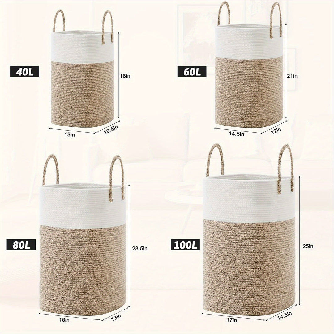 Woven Laundry Basket with Integrated Handles