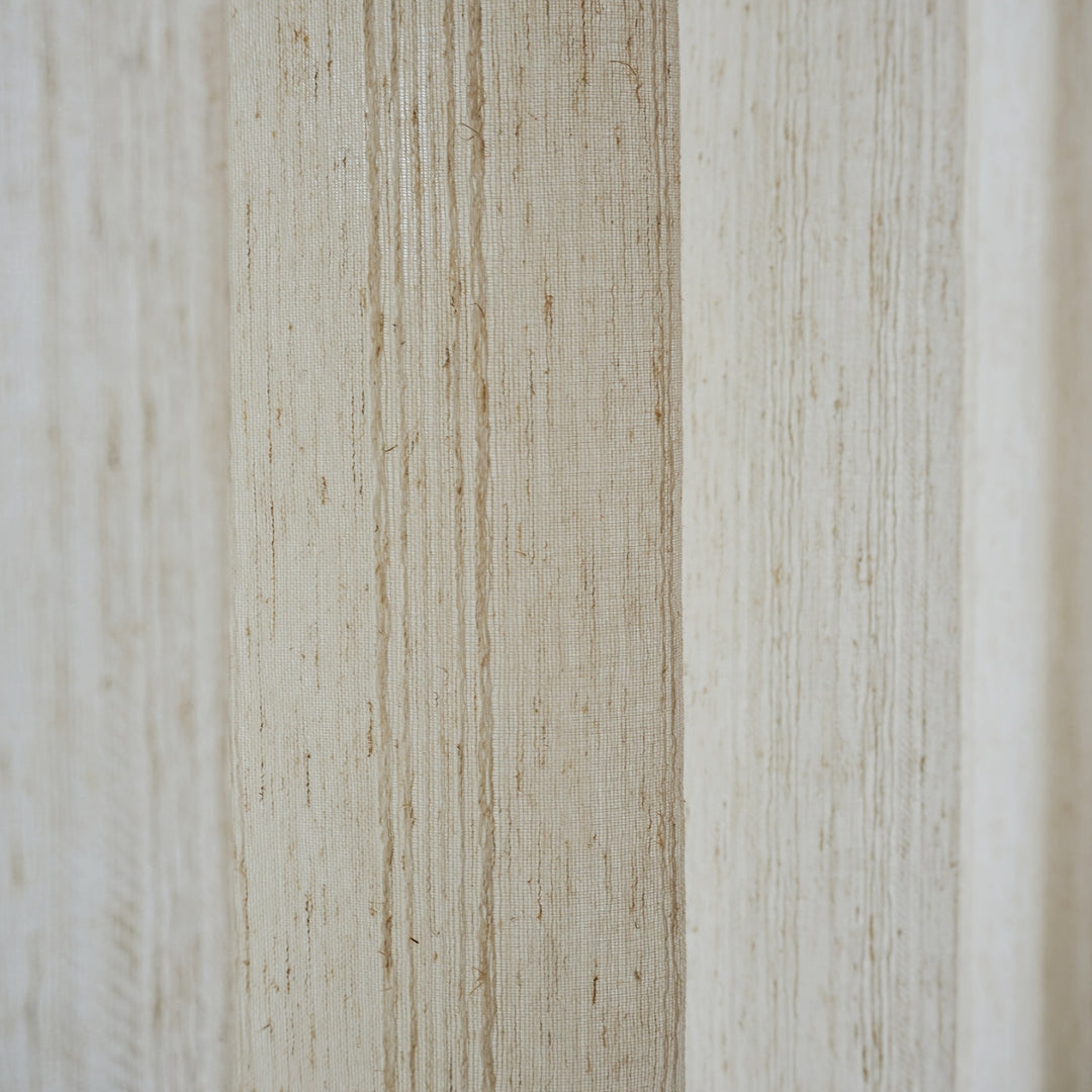 Beige Semi-Sheer Linen-Look Curtain Panel