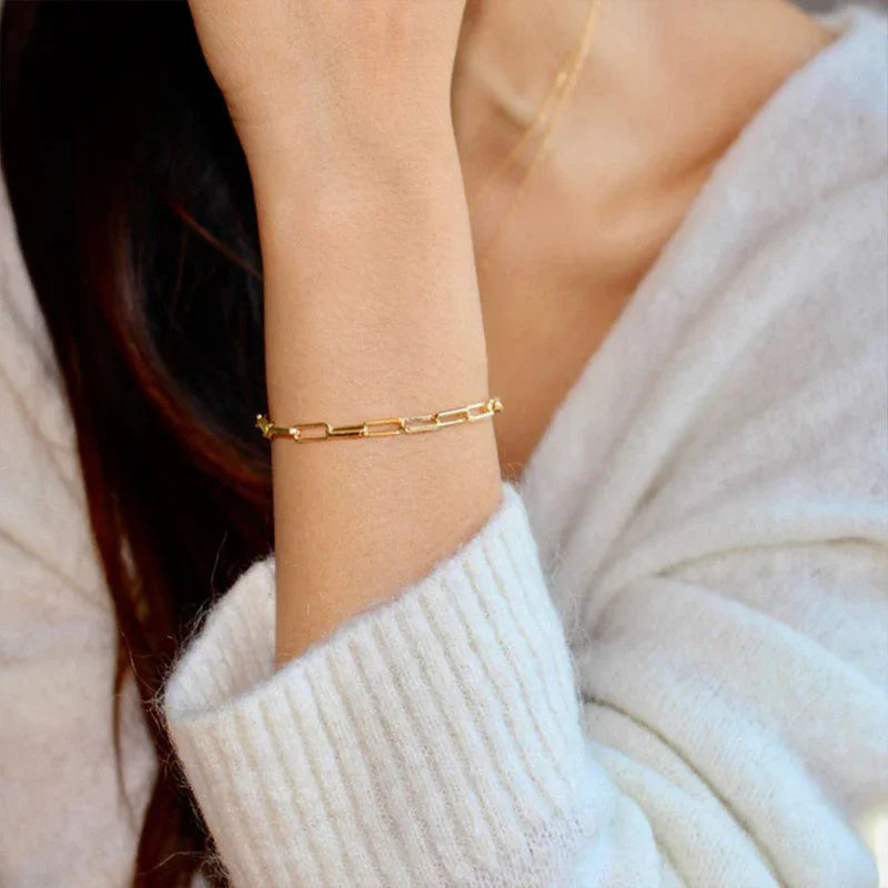 Women's Fine Paperclip Link Chain Bracelet
