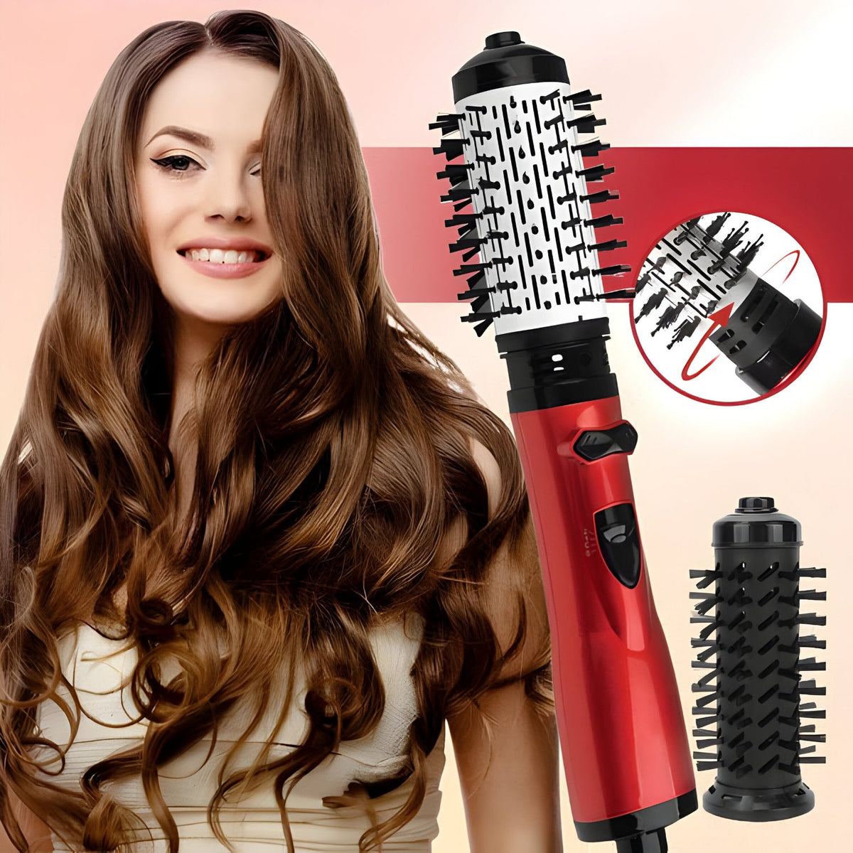 Rotating Hot Air Brush with Two Brush Heads