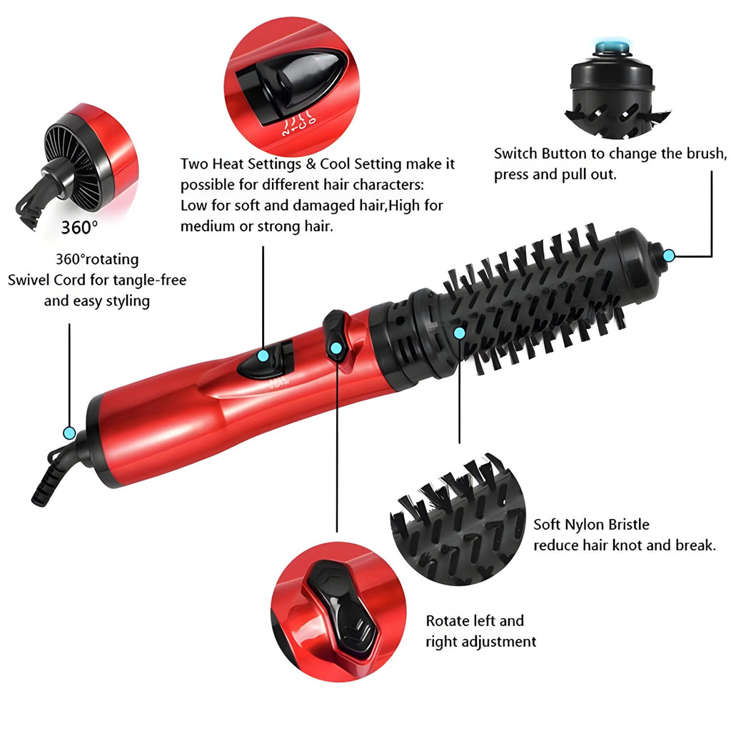 Rotating Hot Air Brush with Two Brush Heads