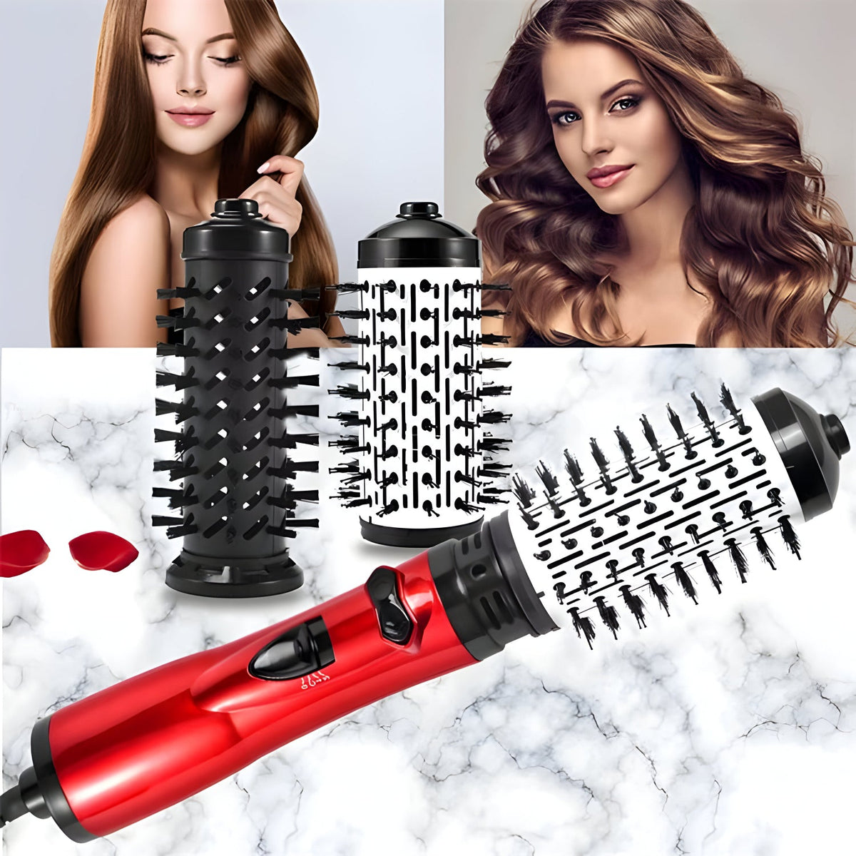 Rotating Hot Air Brush with Two Brush Heads