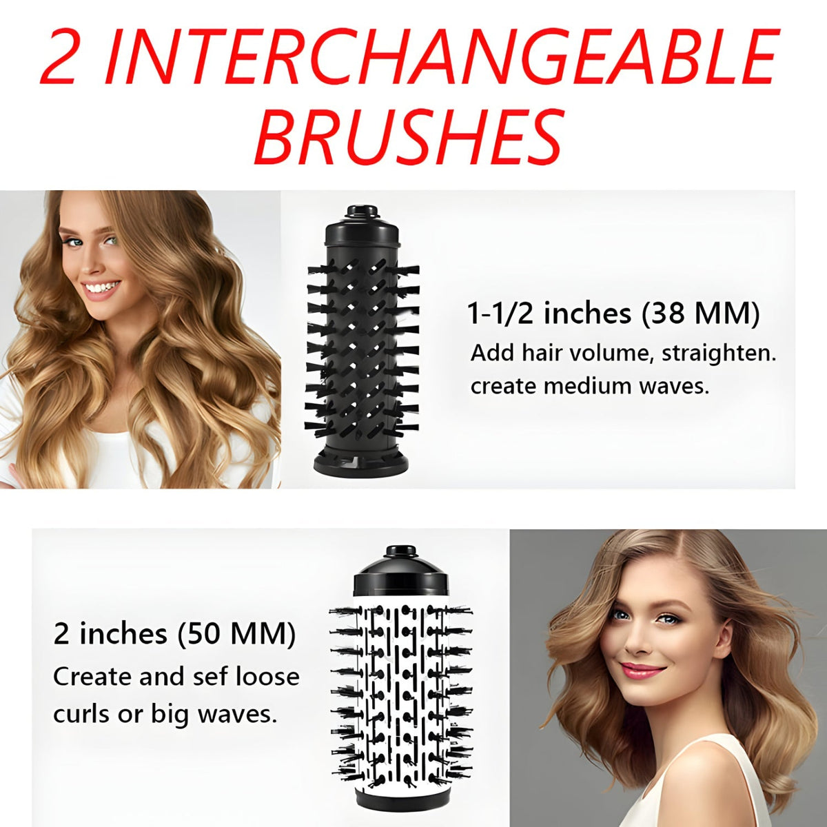 Rotating Hot Air Brush with Two Brush Heads