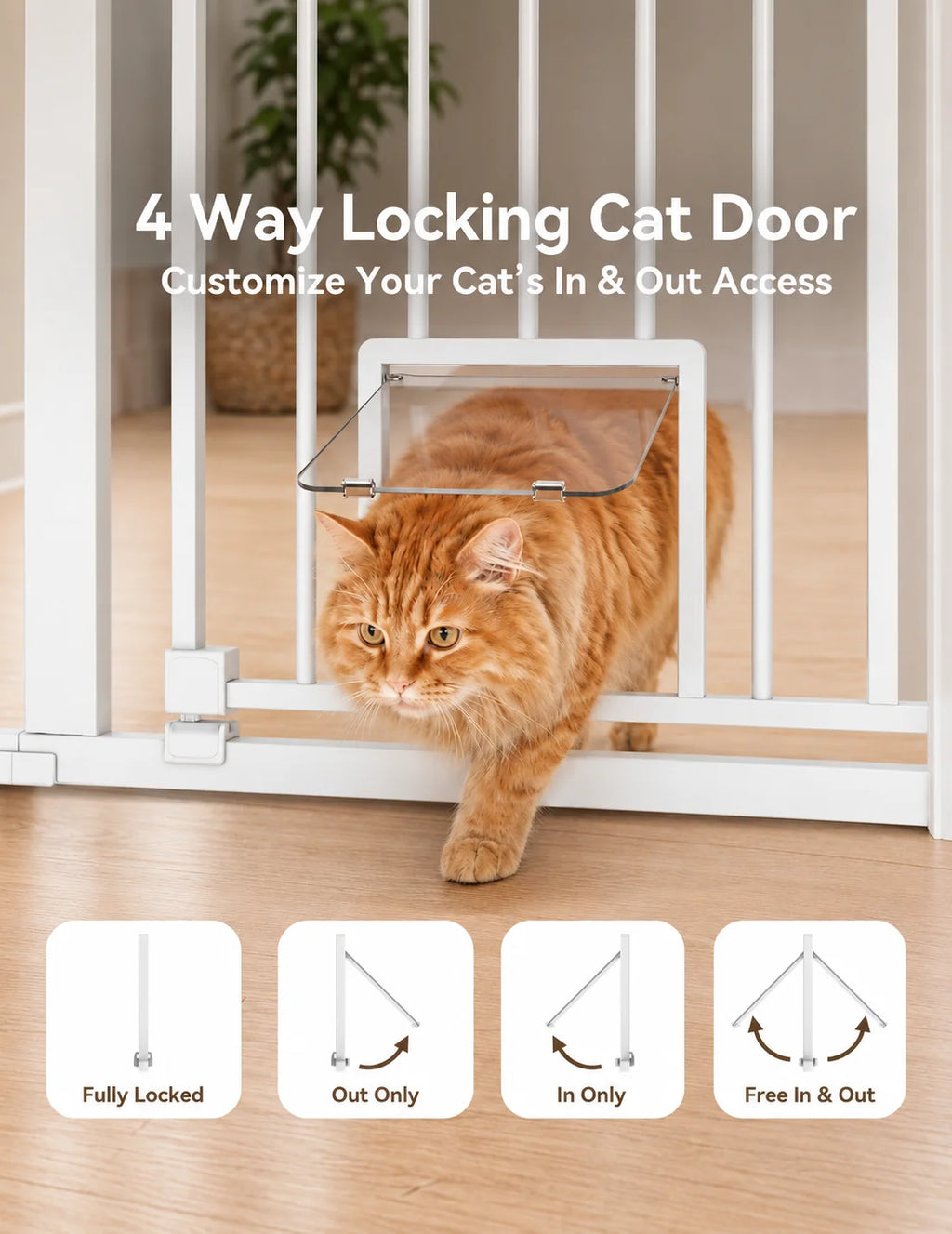 Pressure-Mounted Dog Gate With Cat Door