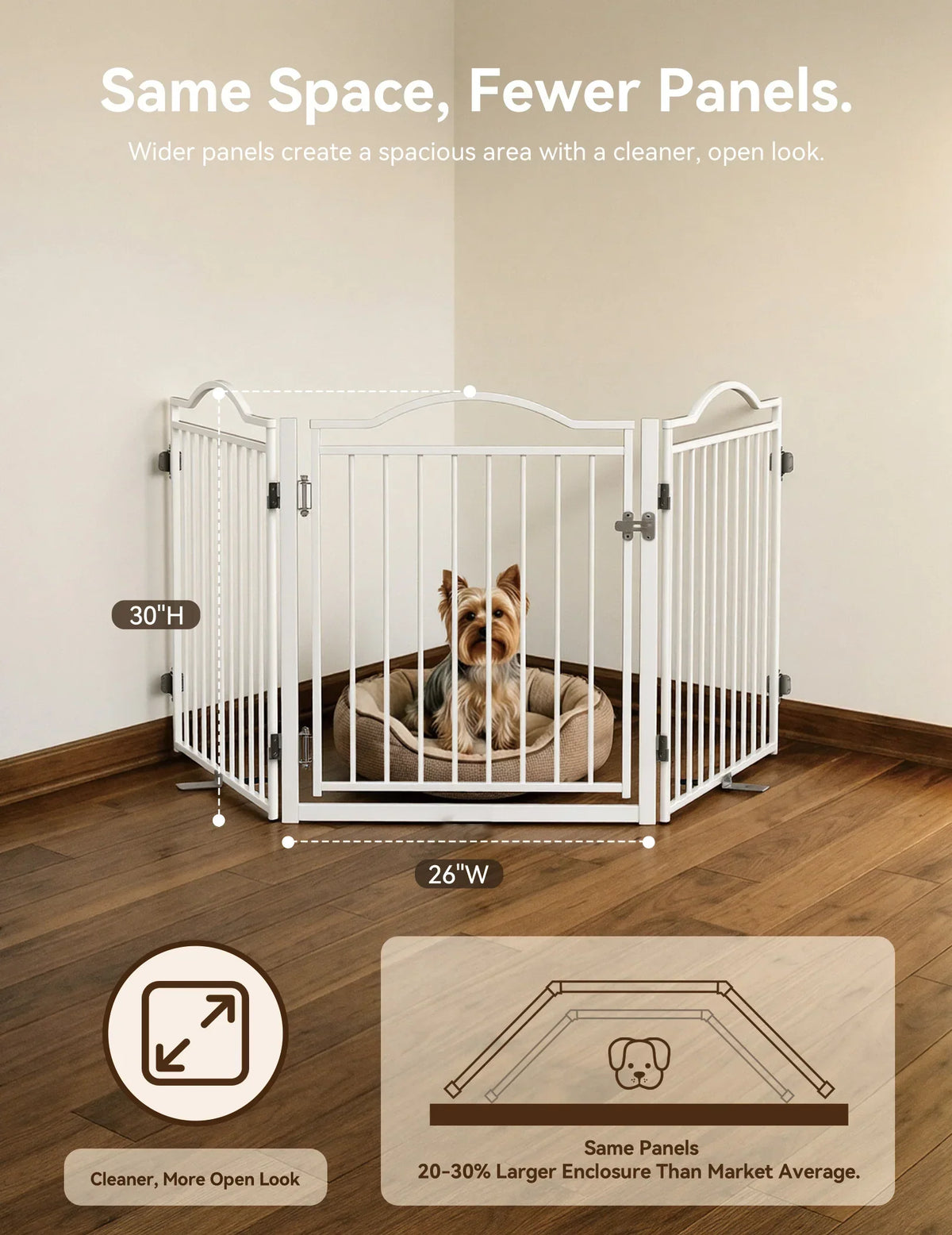 30-Inch Freestanding Dog Gate & Playpen