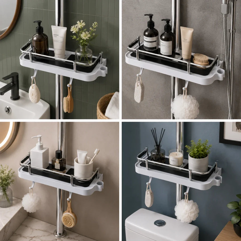 Adjustable Tension Shower Shelf, No Drilling