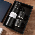 Insulated Stainless Steel Bottle Set with 3 Handled Cups