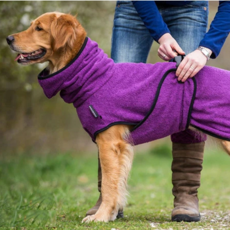 Quick-Dry Hooded Dog Bathrobe with Adjustable Closure