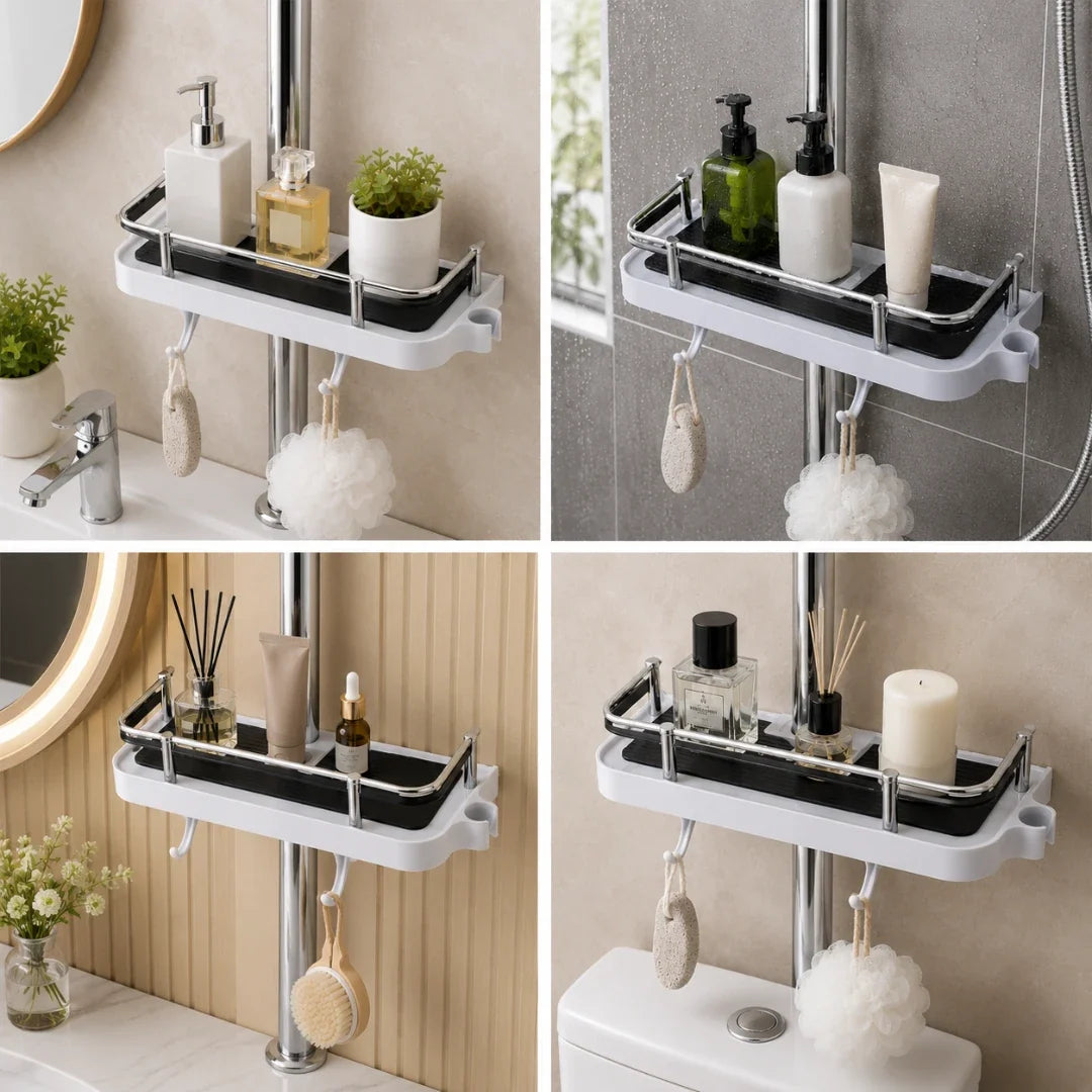 Adjustable Tension Shower Shelf, No Drilling