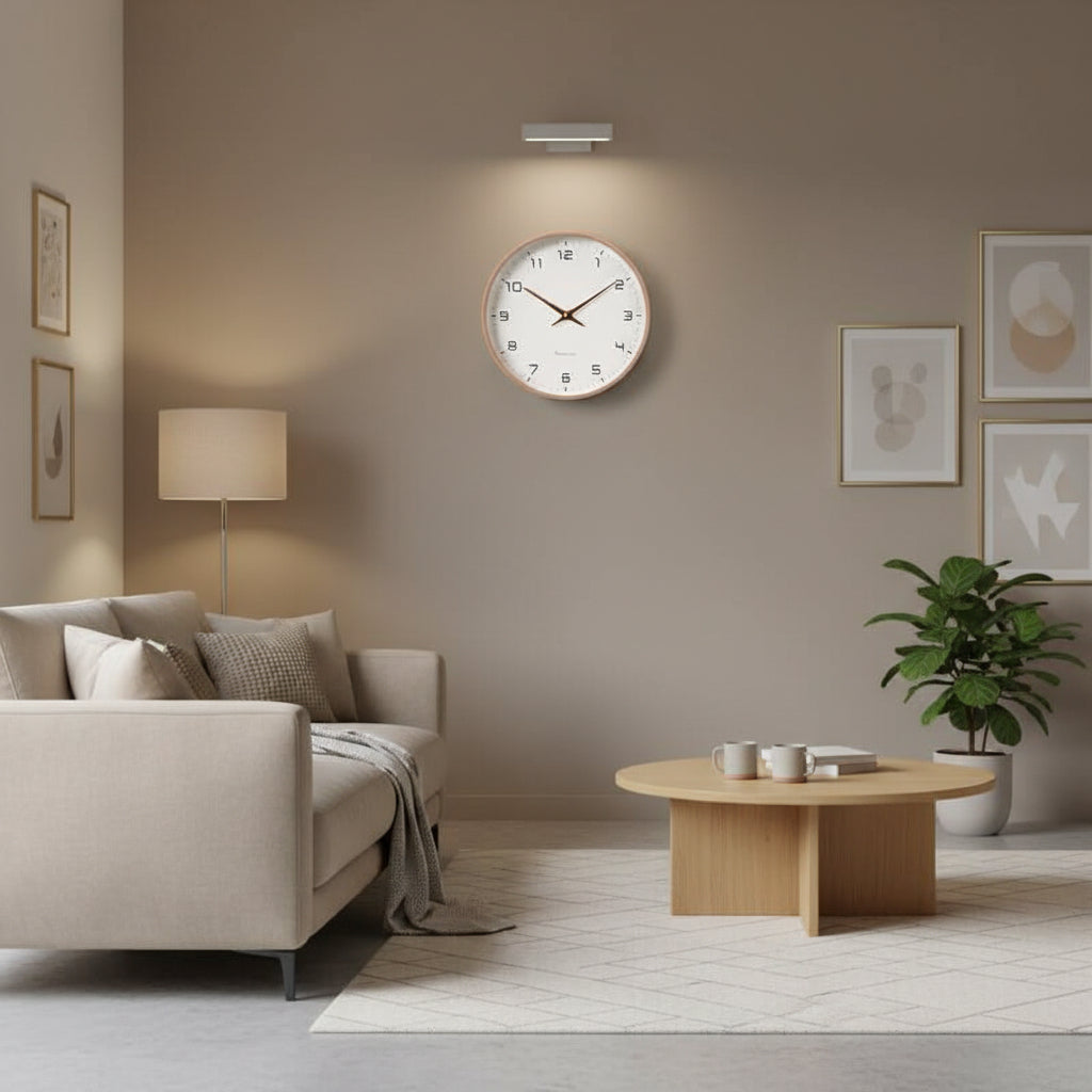 Scandinavian-Style Silent Wood-Look Wall Clock