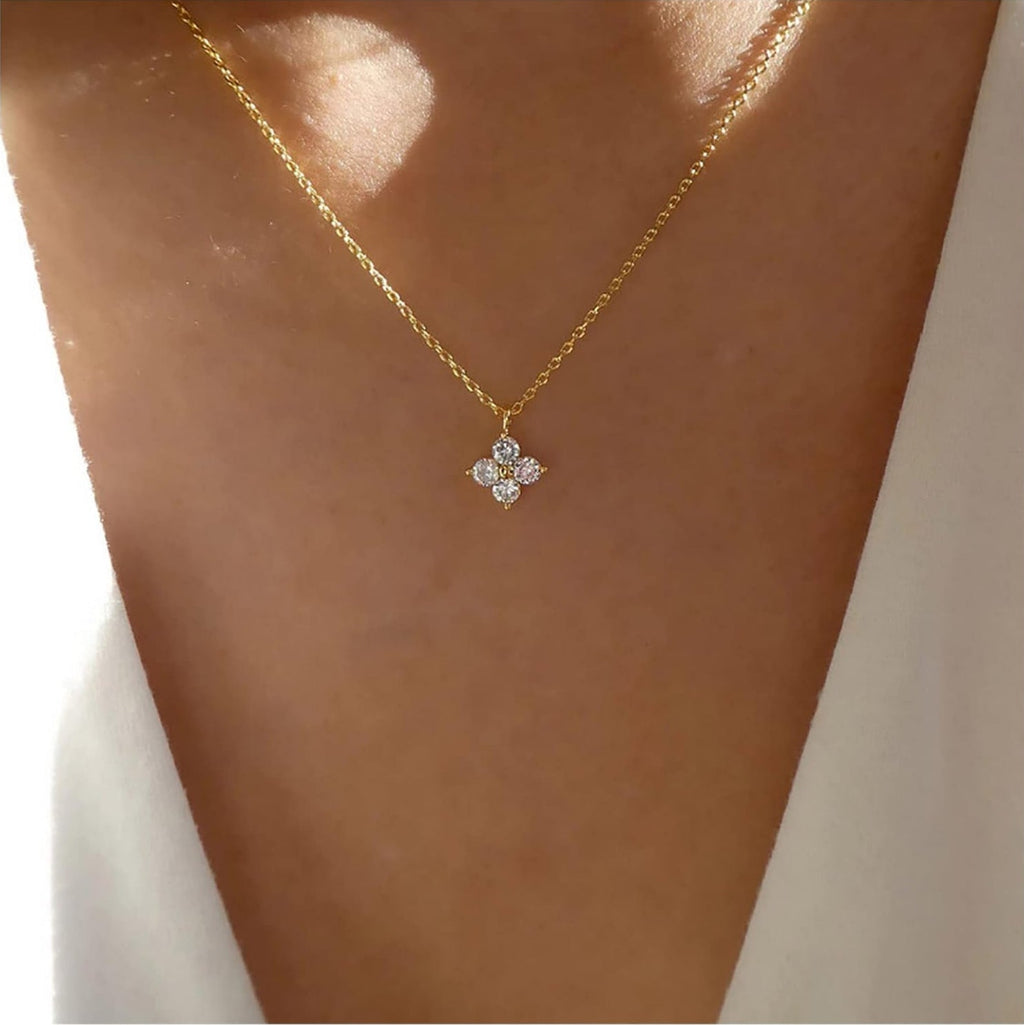 Delicate Crystal-Style Pendant Necklace for Women