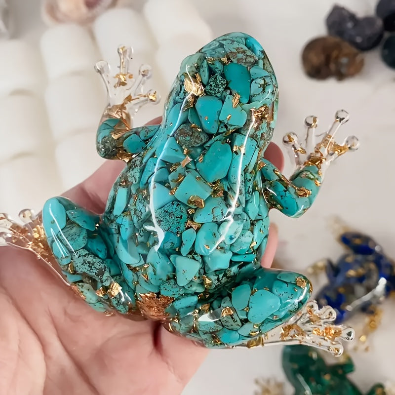 Gemstone-Style Frog Figurine with Gold-Tone Details