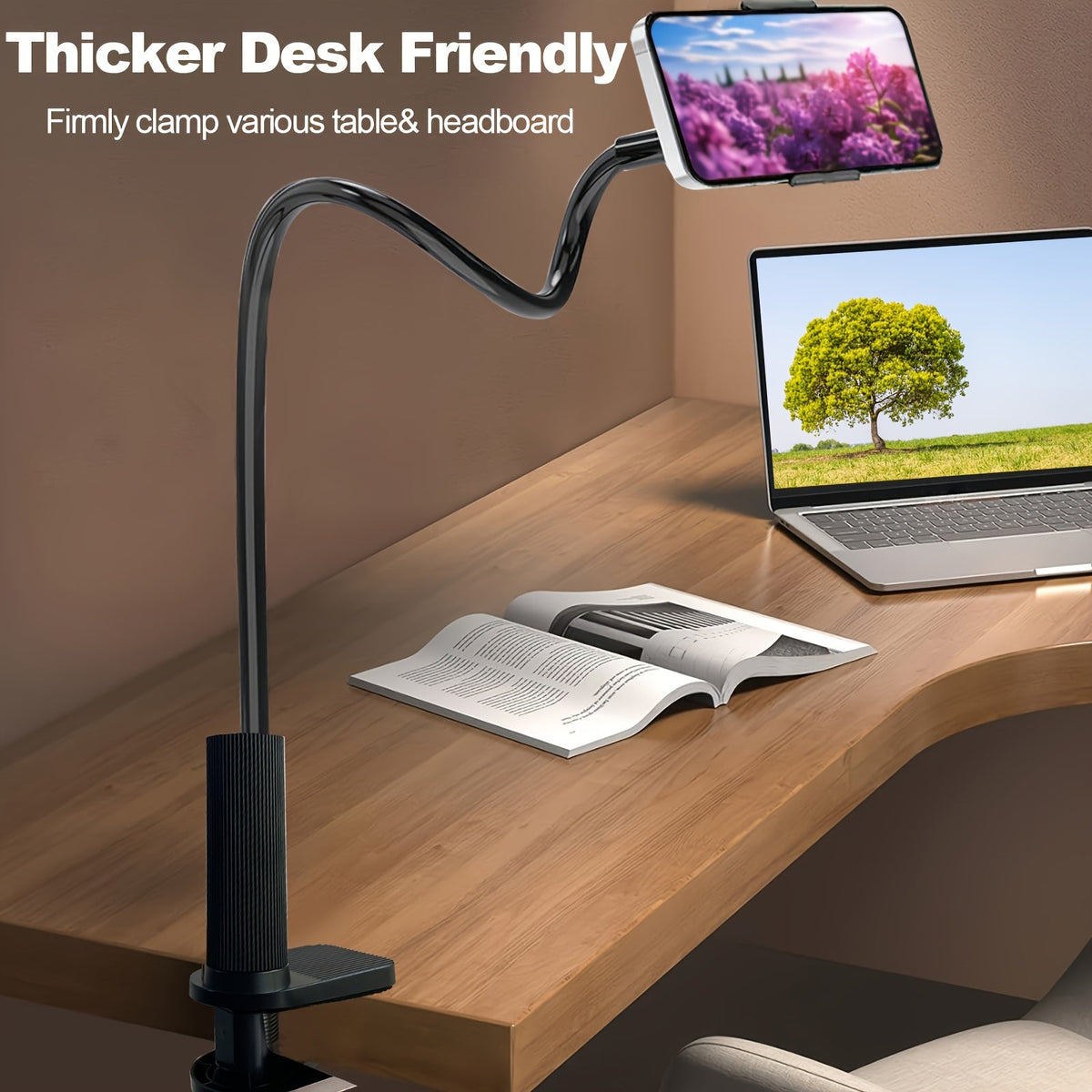 Flexible Gooseneck Phone Holder with Clamp