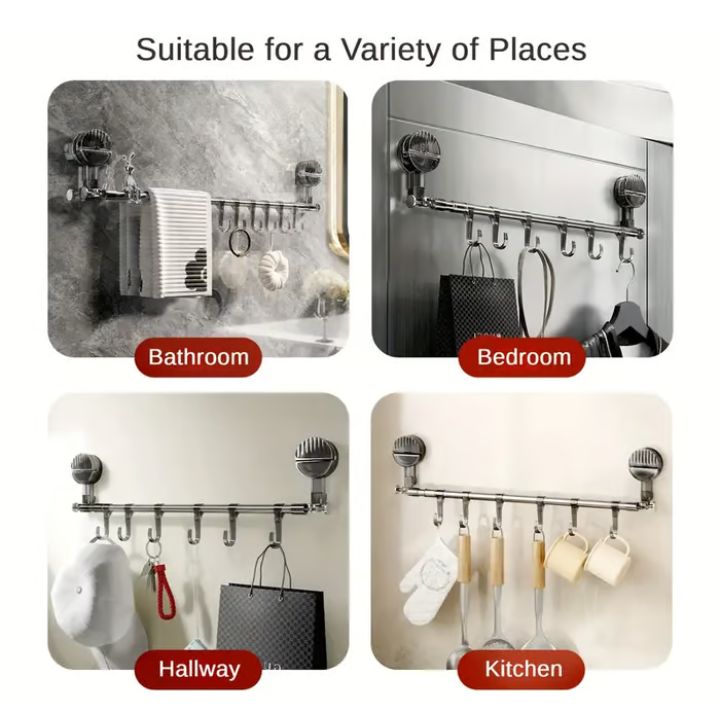 Suction Cup Towel Rail, Adjustable No-Drill Rail