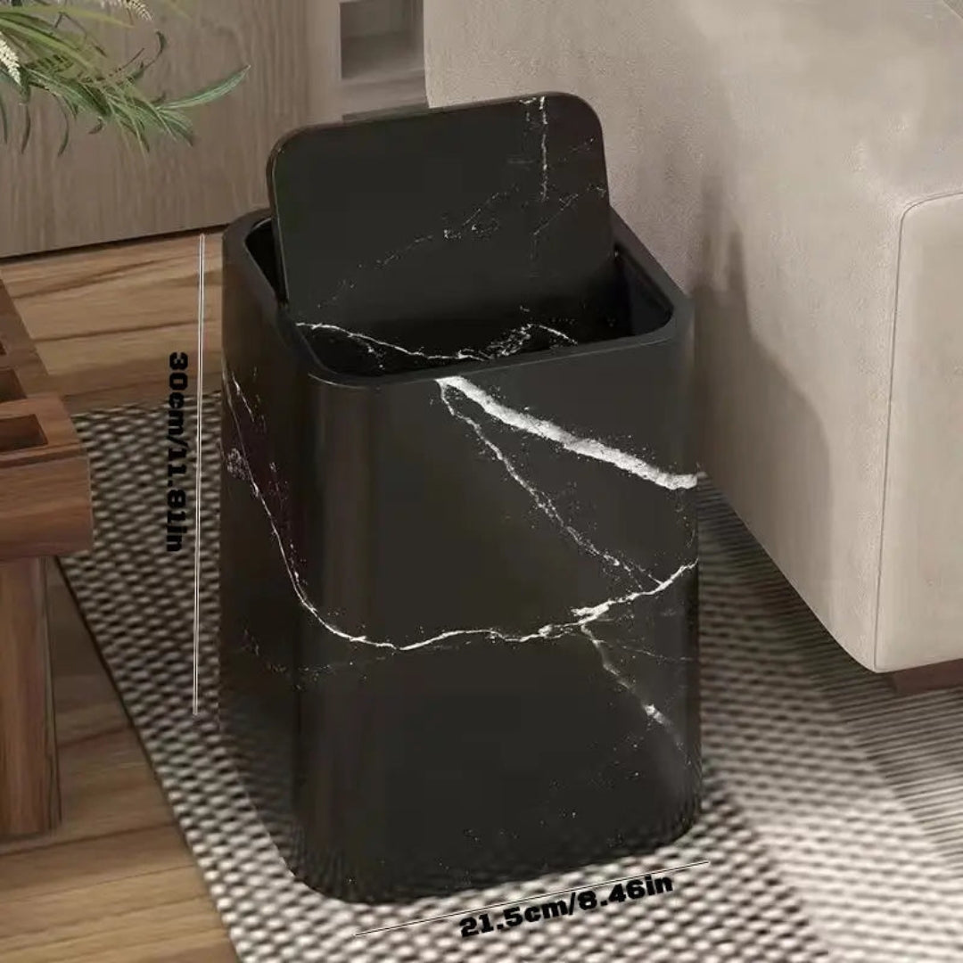 Compact Wood-Look Swing-Lid Waste Bin