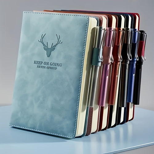 360-Page Faux Leather Notebook with Bookmark and Pen Loop