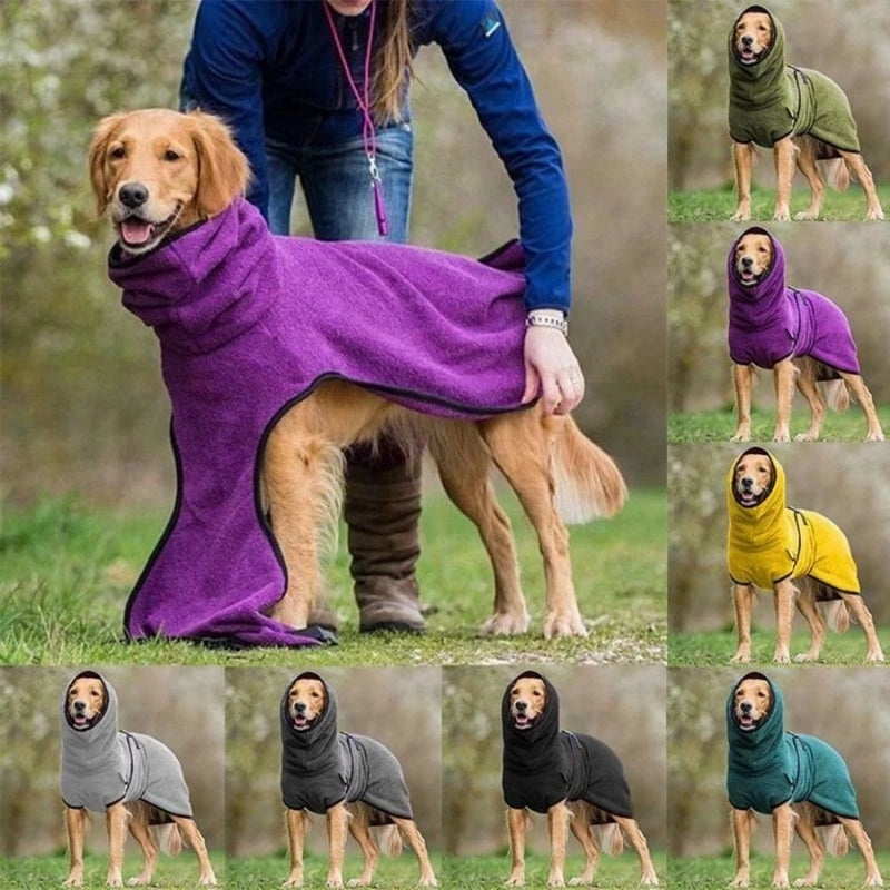 Quick-Dry Hooded Dog Bathrobe with Adjustable Closure