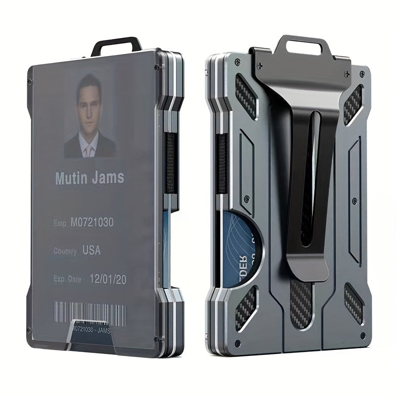 Slim Aluminum RFID Card Holder with Metal Clip