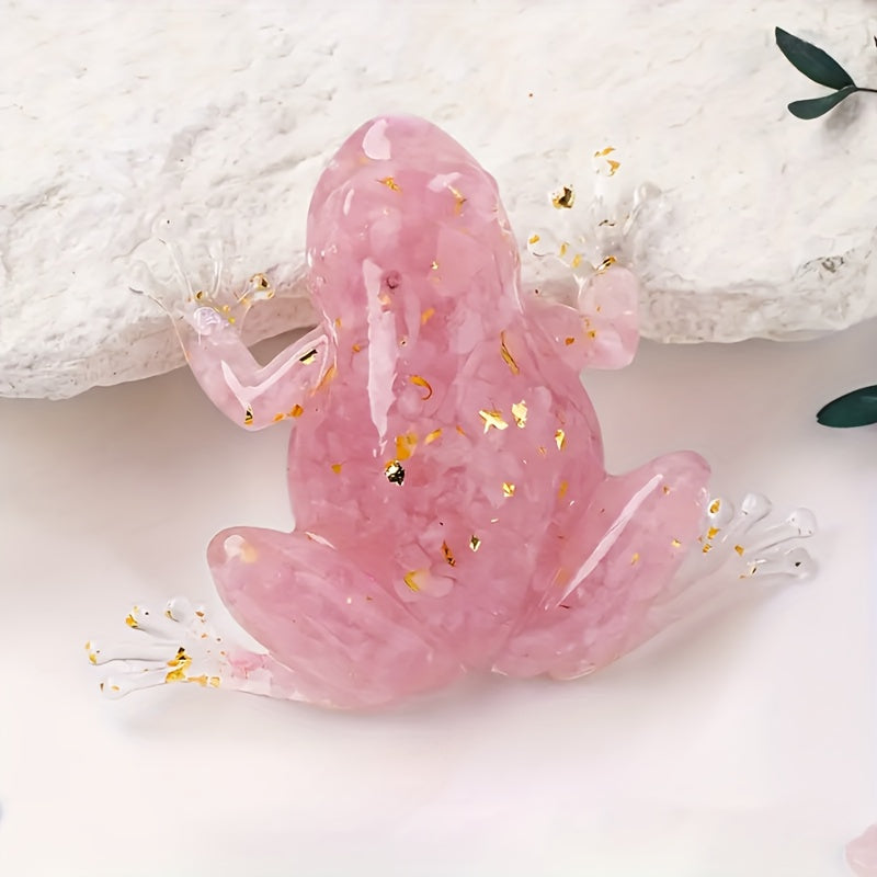 Gemstone-Style Frog Figurine with Gold-Tone Details