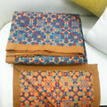 Blue and Orange Geometric Floral Bedspread