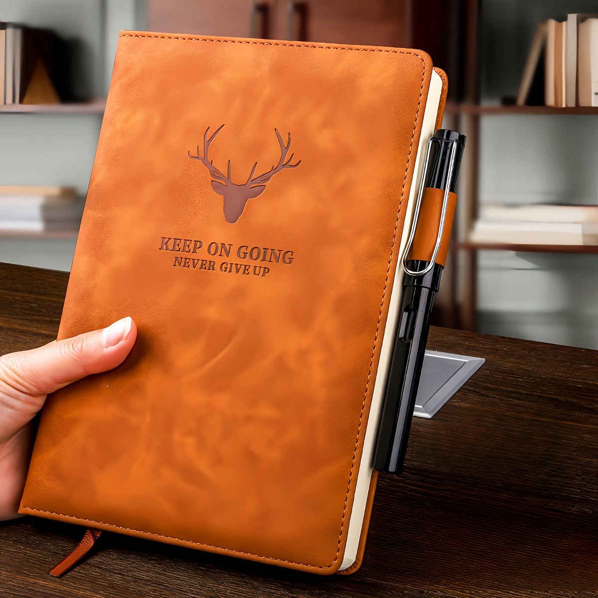 360-Page Faux Leather Notebook with Bookmark and Pen Loop