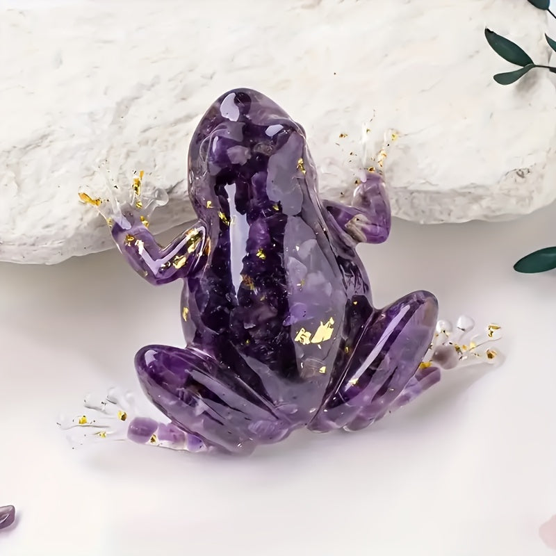 Gemstone-Style Frog Figurine with Gold-Tone Details
