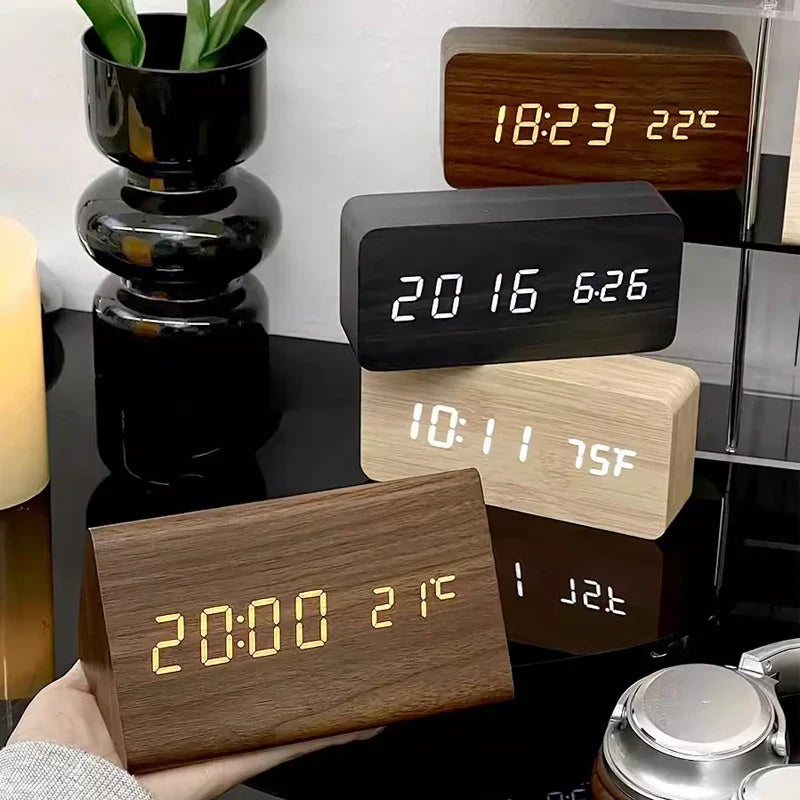 Digital LED Alarm Clock with Temperature Display