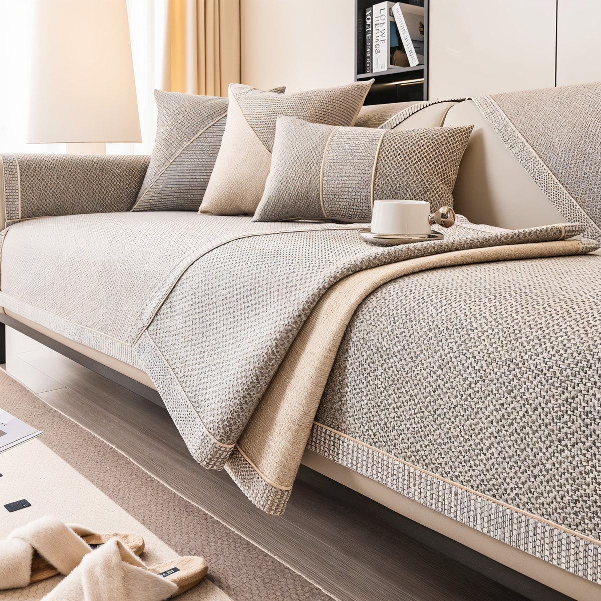 Textured Stretch Non-Slip Sofa Cover Panel