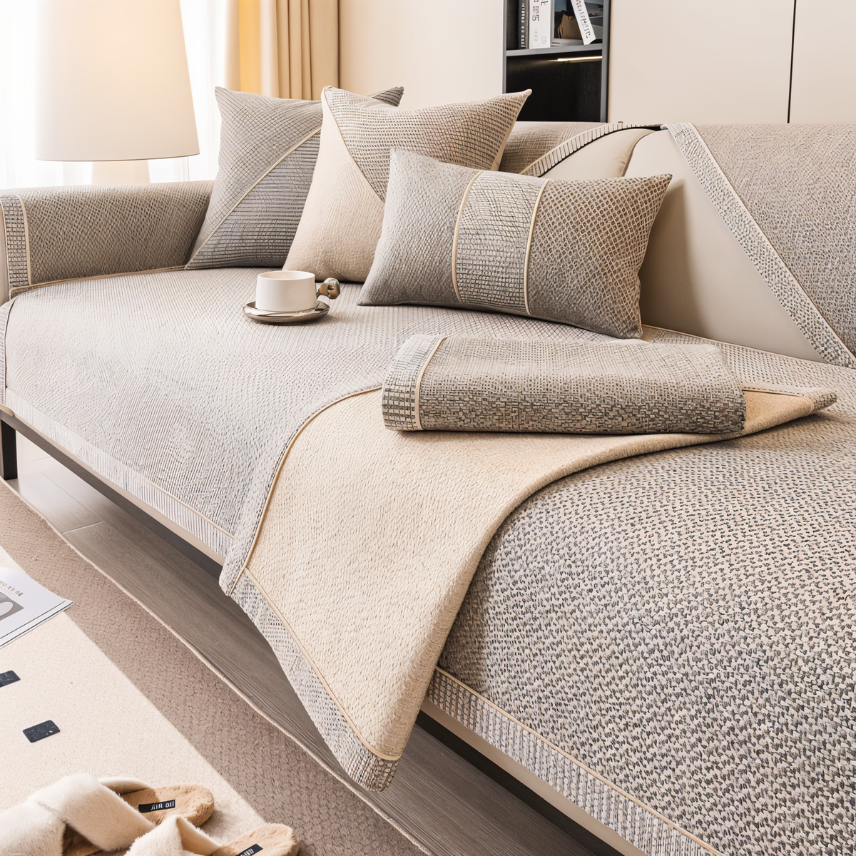 Textured Stretch Non-Slip Sofa Cover Panel