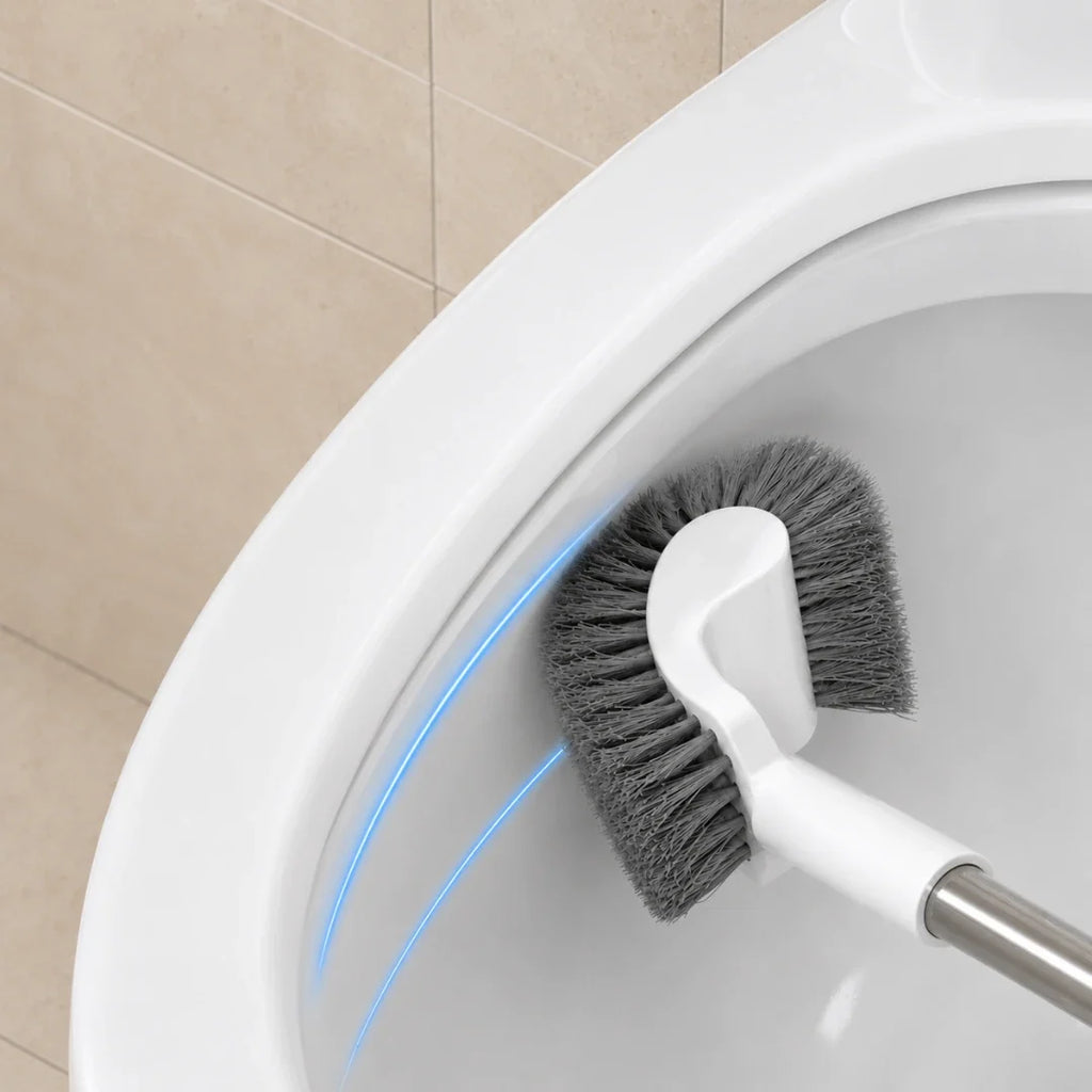 Curved Under-Rim Toilet Brush with Holder
