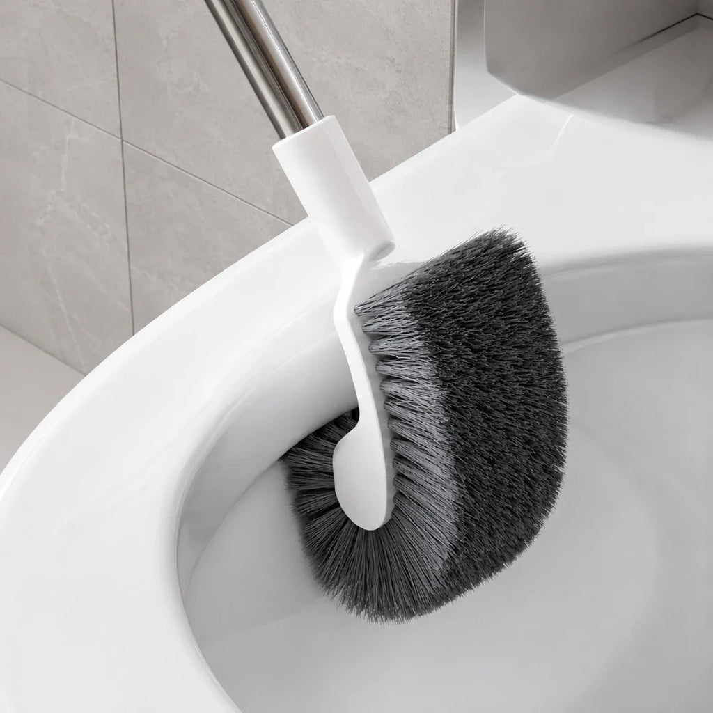 Curved Under-Rim Toilet Brush with Holder