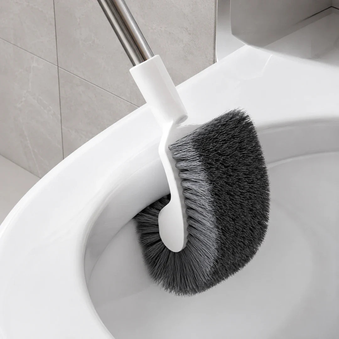 Curved Under-Rim Toilet Brush with Holder
