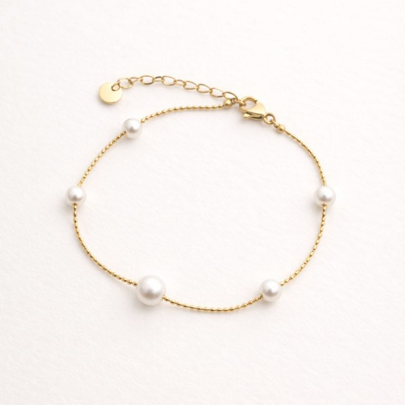 Women's Adjustable Pearl-Style Chain Bracelet